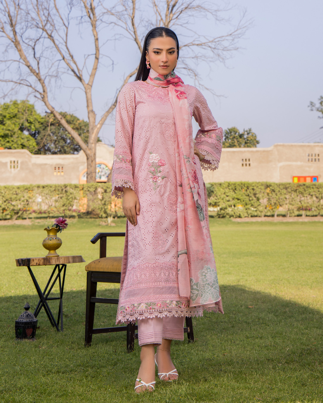 INARA UNSTITCHED CHIKANKARI LAWN BY ADAN'S LIBAS collection