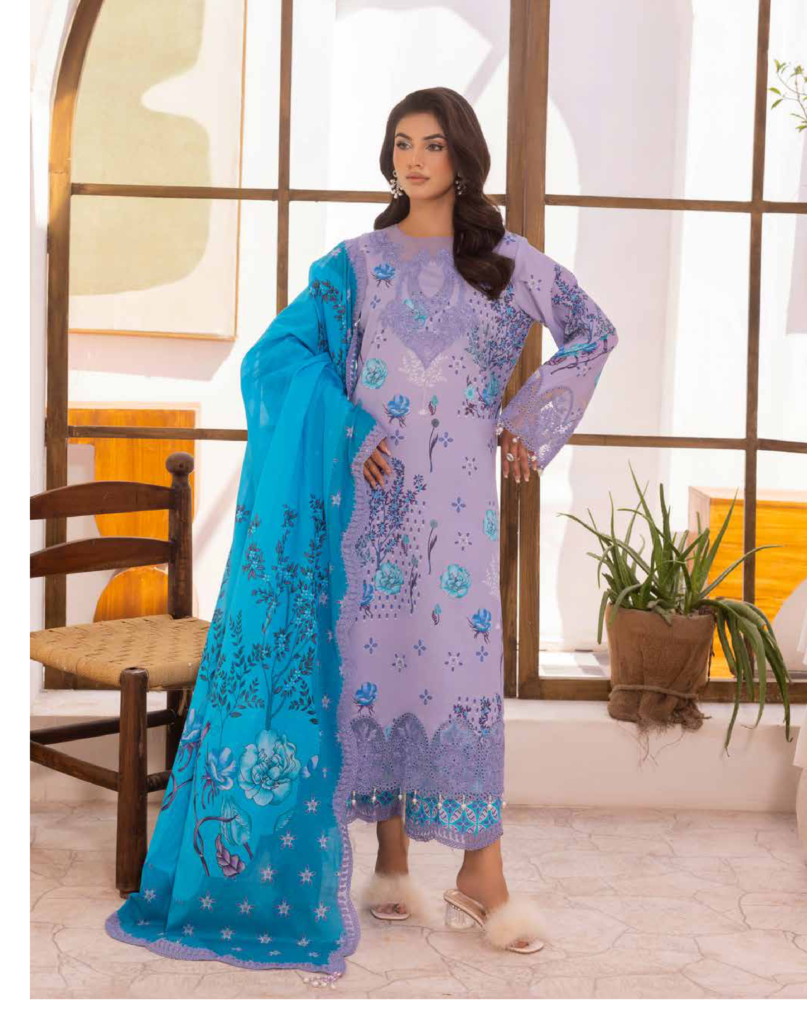 RANGE  BY CHARIZMA VOL 2  EMBROIDERY LAWN SHIRT WITH EMBROIDERY VOIL DUPPATA & TROUSER