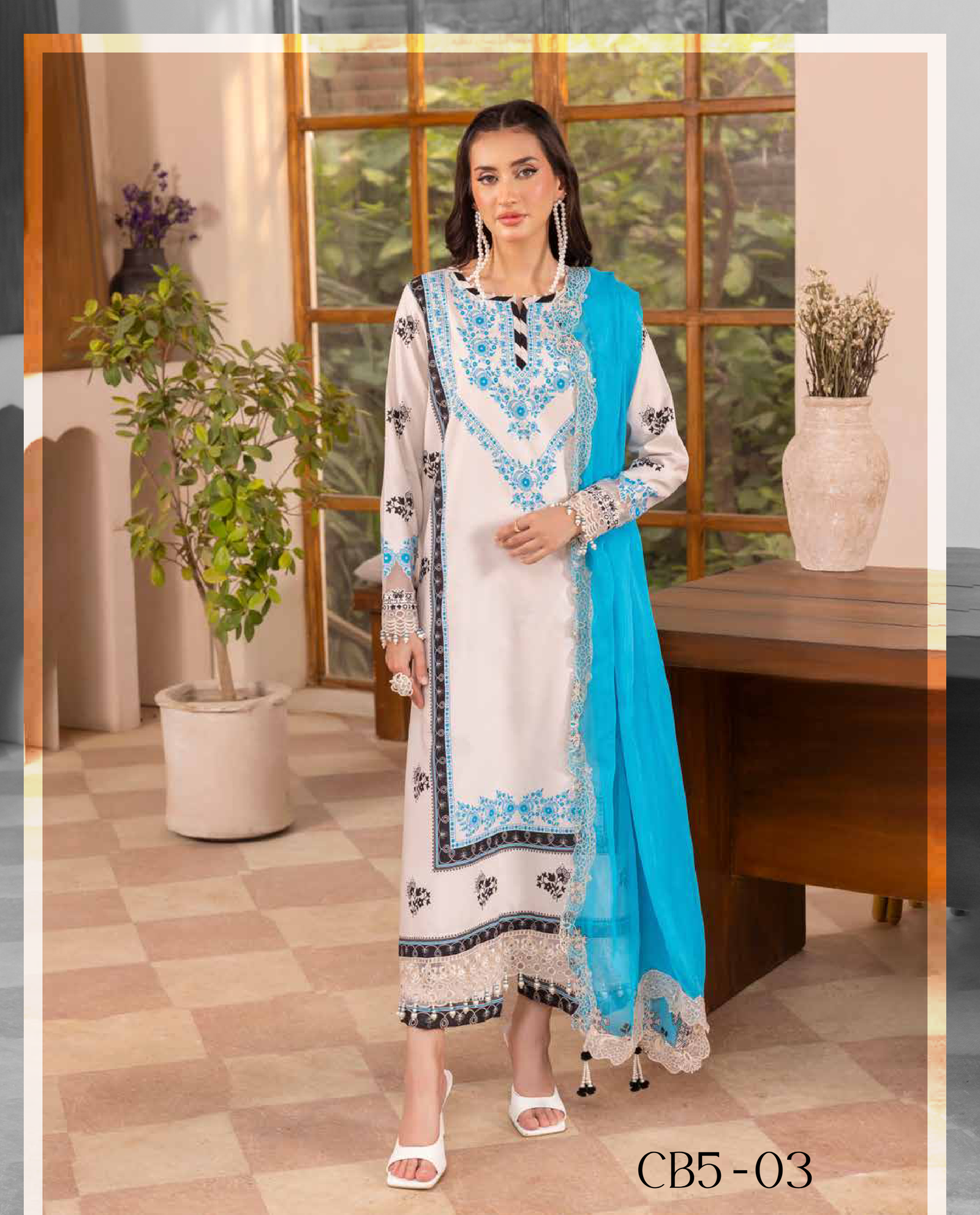 Charizma Basics Embroidered Lawn suit with Embroidered Voil Lawn Dupatta vol.1
