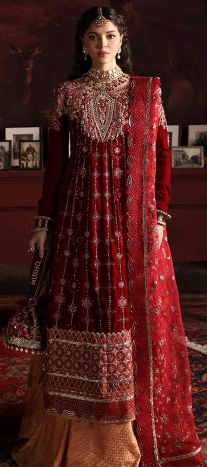 MUSHQ NILOUFER VELVET THREE PIECE FANCY WEDDING COLLECTION LUXURY