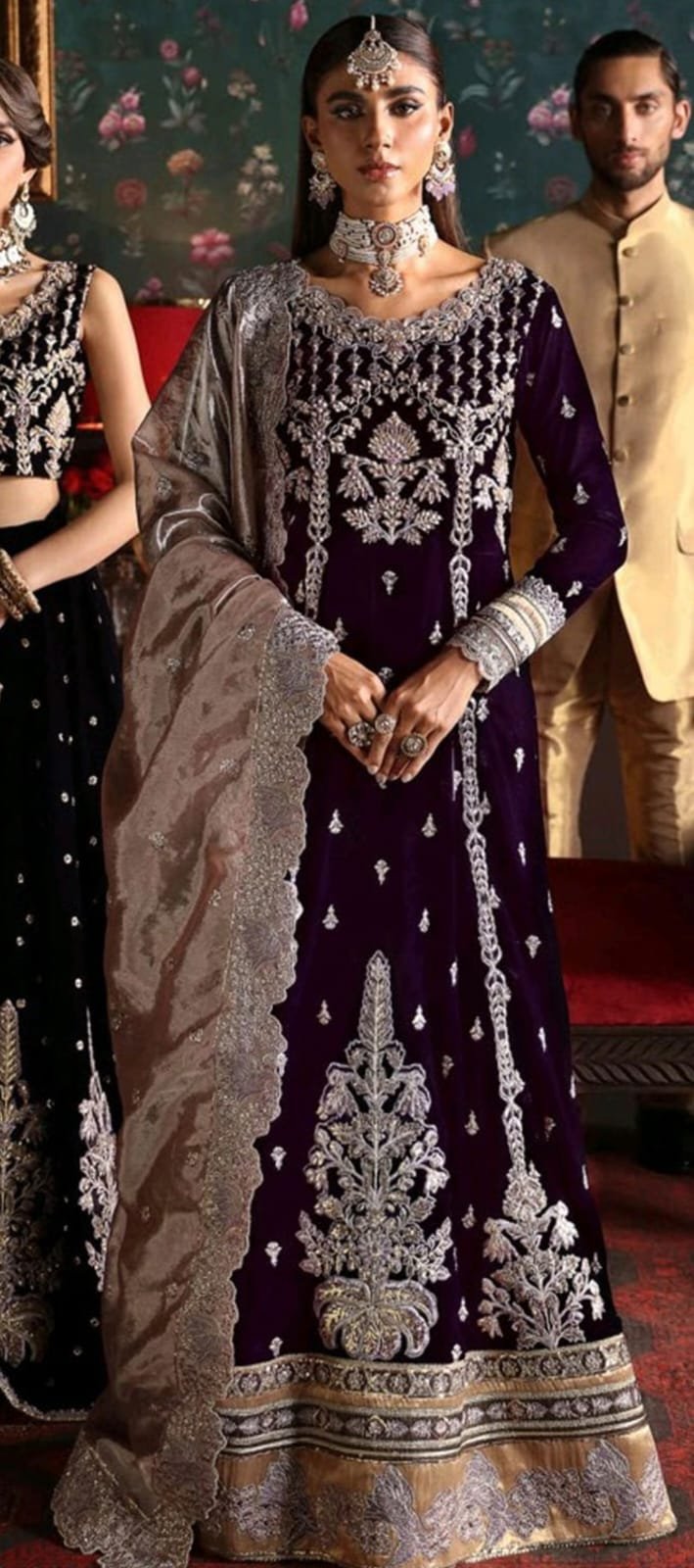 MUSHQ NILOUFER VELVET THREE PIECE FANCY WEDDING COLLECTION LUXURY