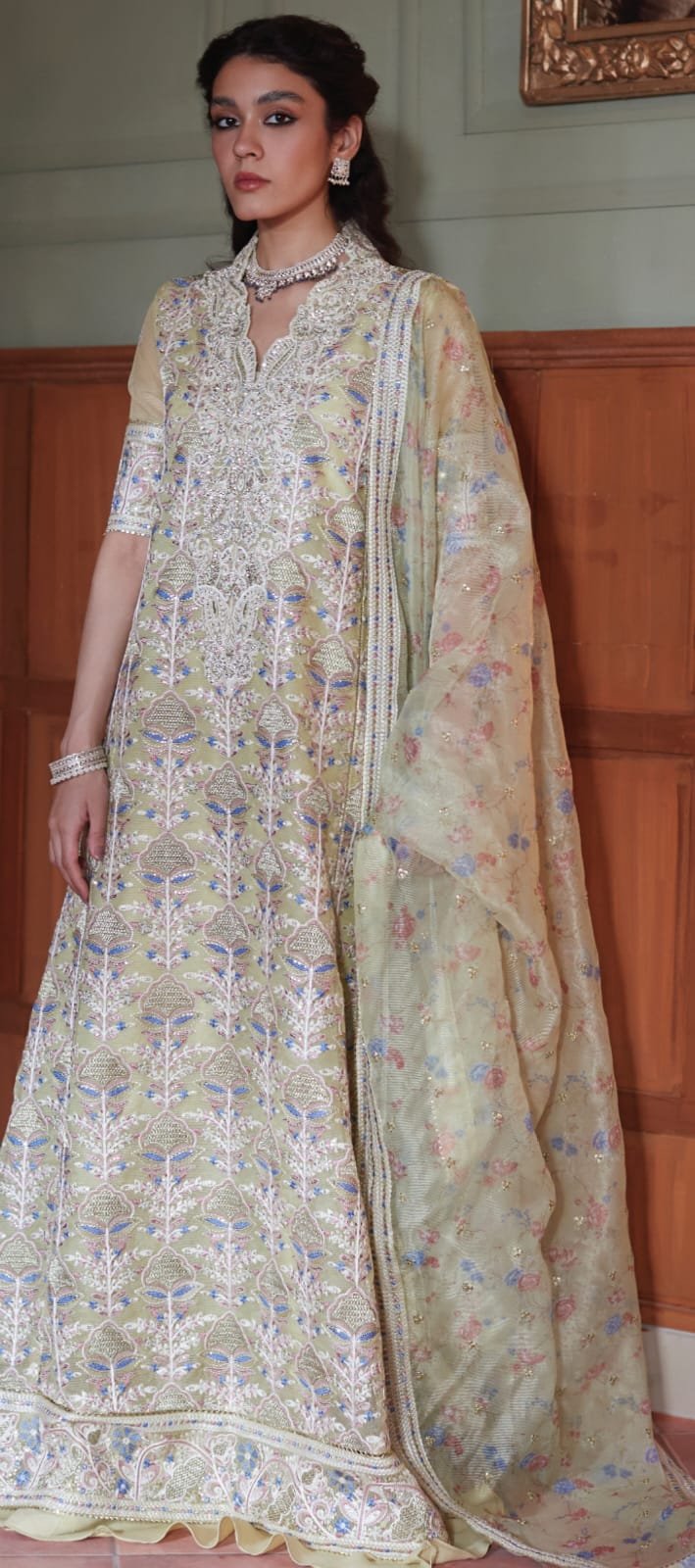 MUSHQ QALA KAMDANI KHADDI NET THREE PIECE COLLECTION LUXURUY FANCY WEDDING COLLECTION