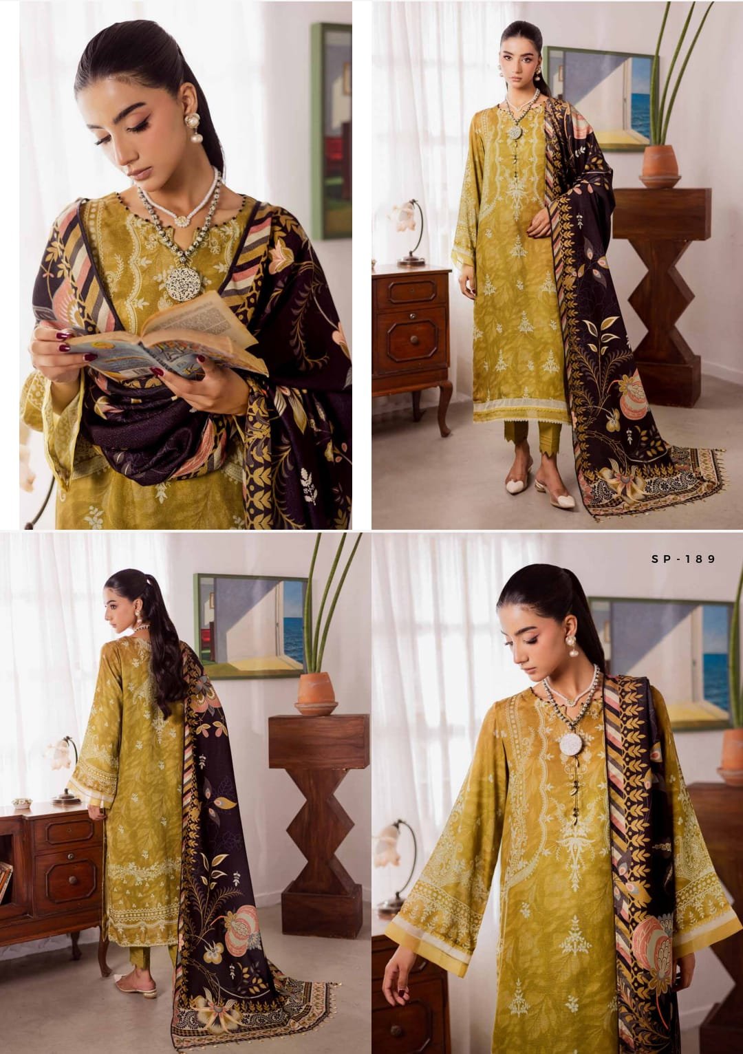 Signature print by Nurèh  Printed linen Jacquard collection with jacquard wool shawl ( FREE SHIPPING )