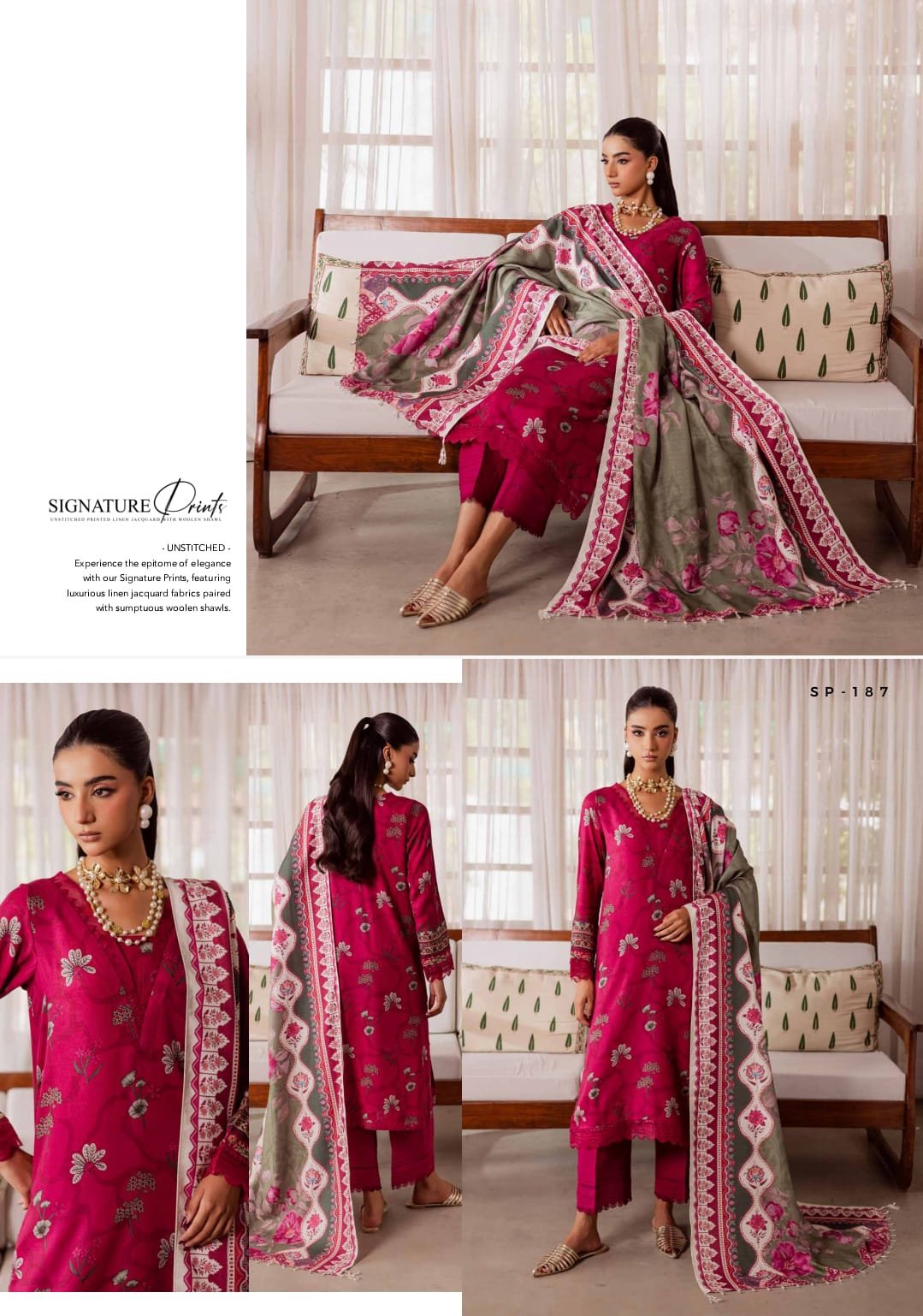 Signature print by Nurèh Printed linen Jacquard collection with jacquard wool shawl ( FREE SHIPPING )