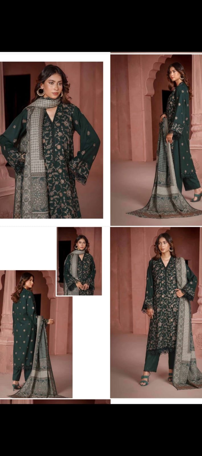 WARESHA WINTER COLLECTION LUXURY DHANAK EMBROIDRED WITH WOOL JACQUARD SHAWL ( FREE SHIPPING )