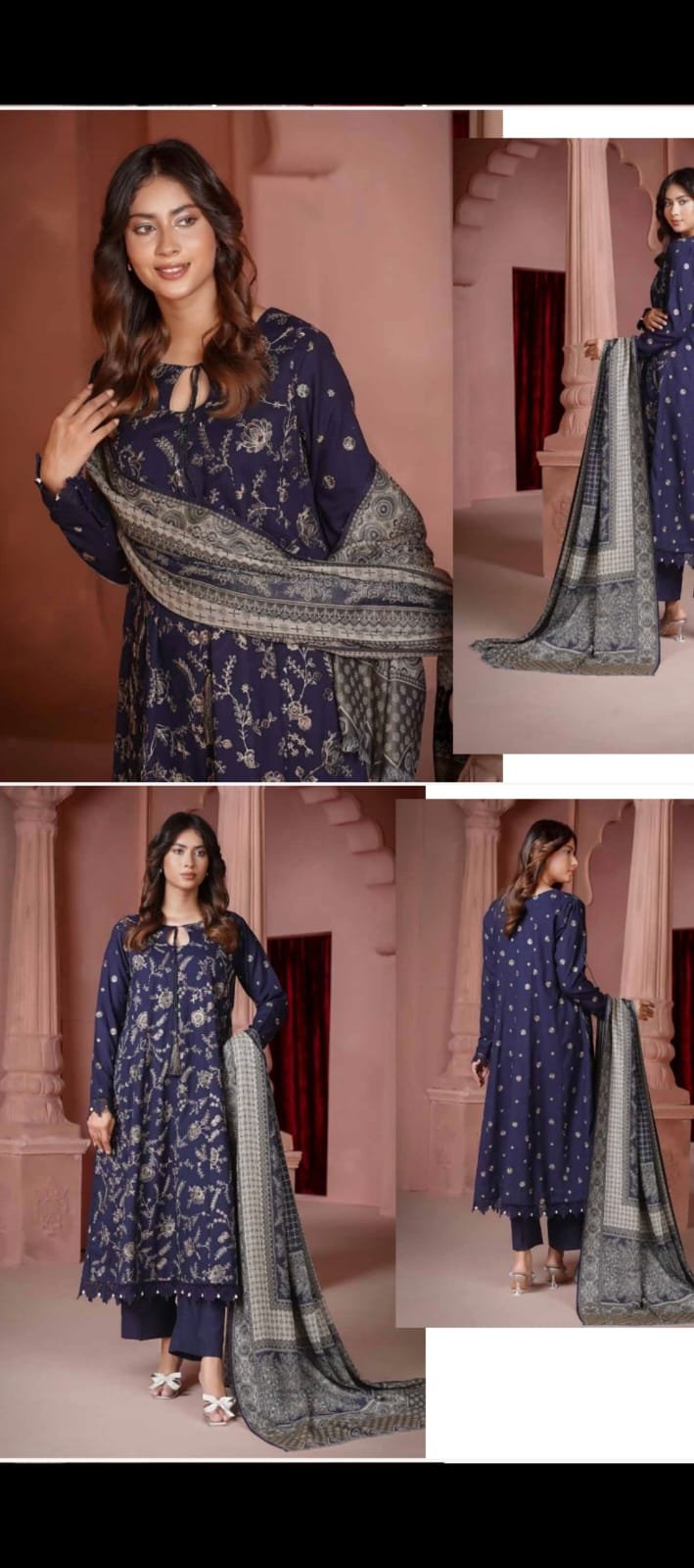 WARESHA WINTER COLLECTION LUXURY DHANAK EMBROIDRED WITH WOOL JACQUARD SHAWL ( FREE SHIPPING )