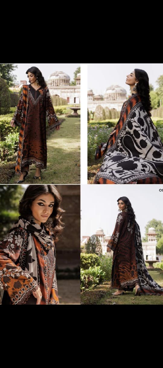 CHARIZMA COMBINATION UNSTITCHED LINEN COLLECTION EMBROIDRED LINEN WITH EMBROIDRED IRISH LINEN SHAWL ( FREE SHIPPING )